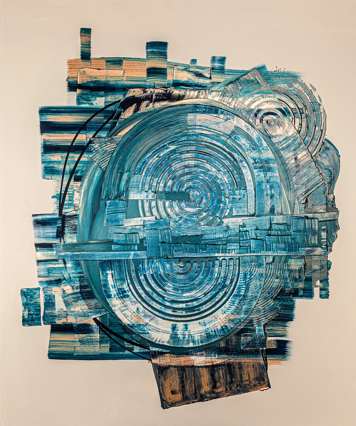 A Window To Your Past, peinture abstraite, Acrylique sur toile de lin, 120 × 100 cm, 2022, Jean Marc Larhantec