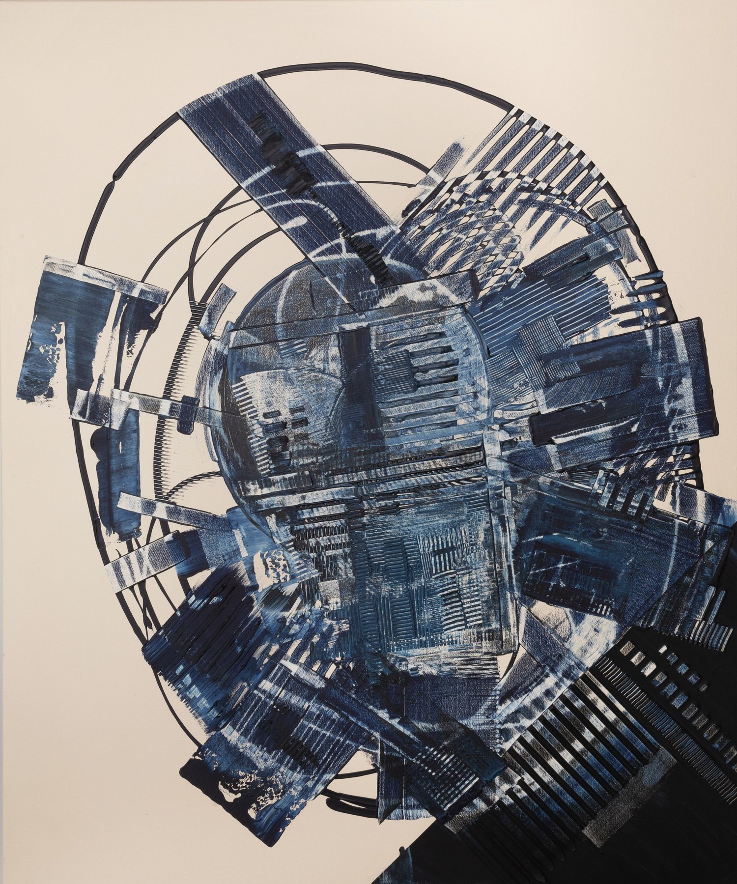 Access My A.I., peinture abstraite, Acrylique sur toile de lin, 120 × 100 cm, 2022, Jean Marc Larhantec