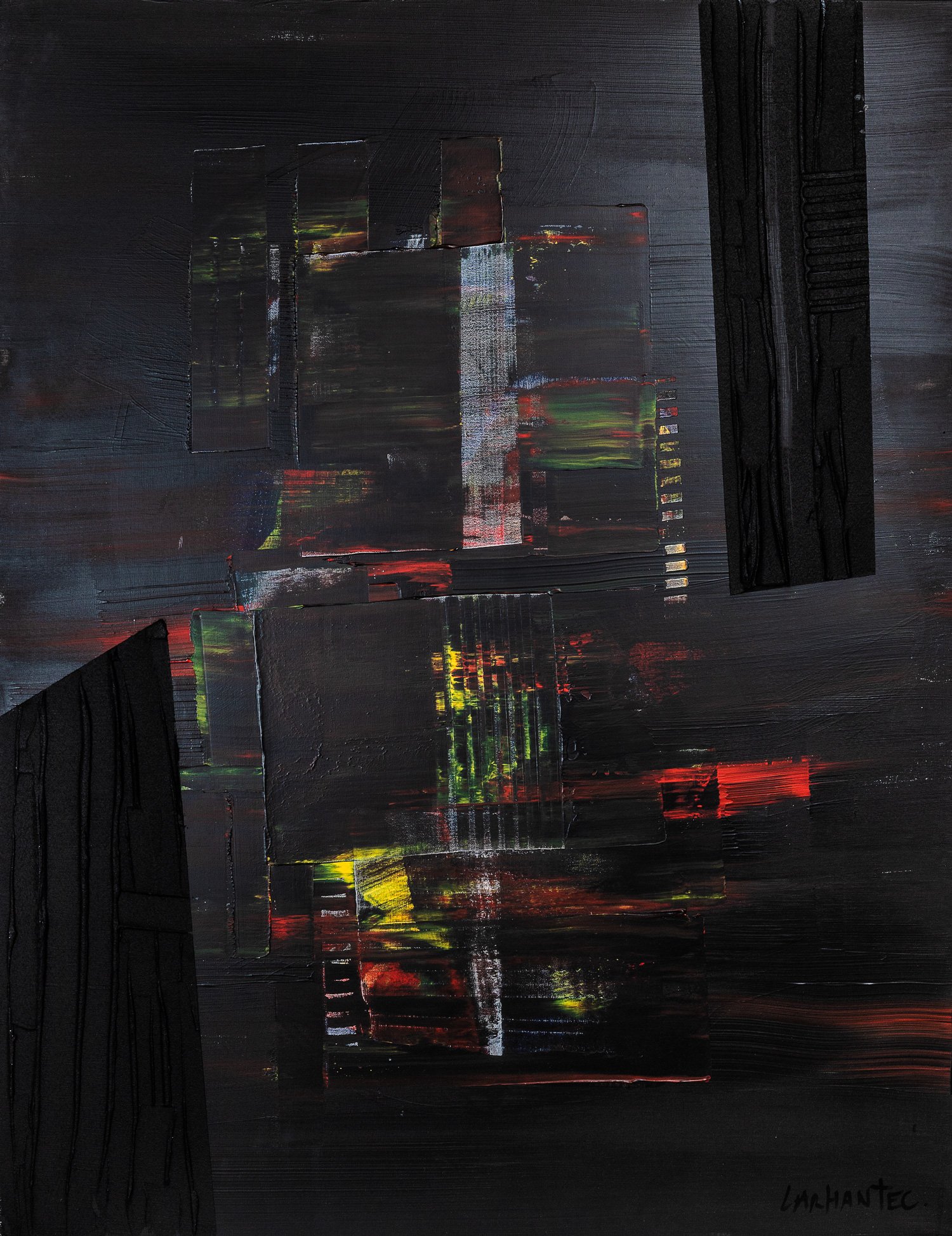 Aerials, peinture abstraite, Acrylique et médiums sur toile de lin, 146 × 114 cm, 2023, Jean Marc Larhantec