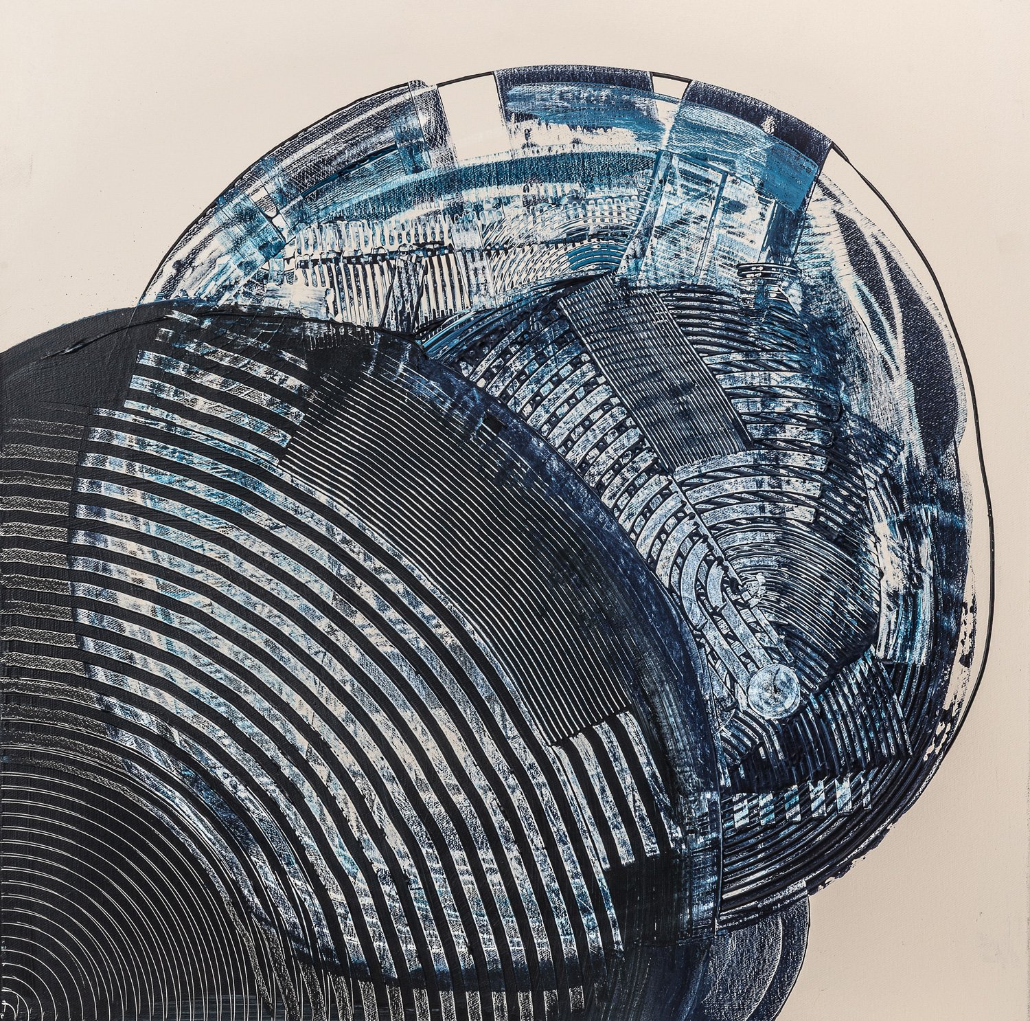 Eclipse, peinture abstraite, Acrylique sur toile de lin, 80 × 80 cm, 2023, Jean Marc Larhantec