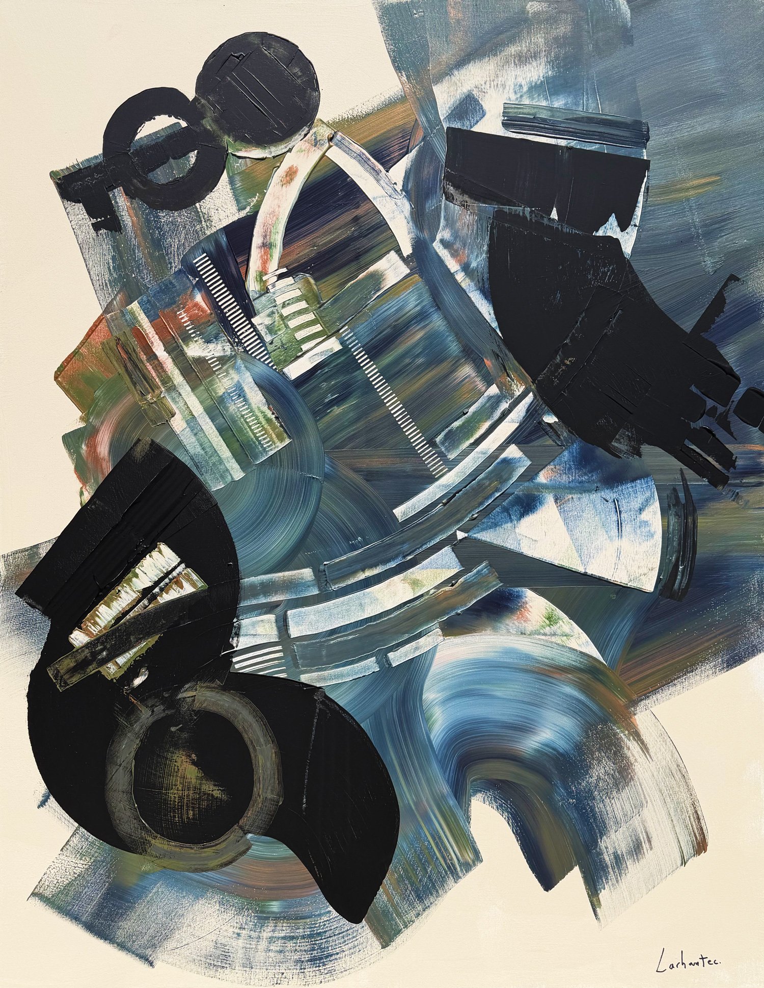 Frequency Field, peinture abstraite, Acrylique sur toile de lin, 146 × 114 cm, 2026, Jean Marc Larhantec