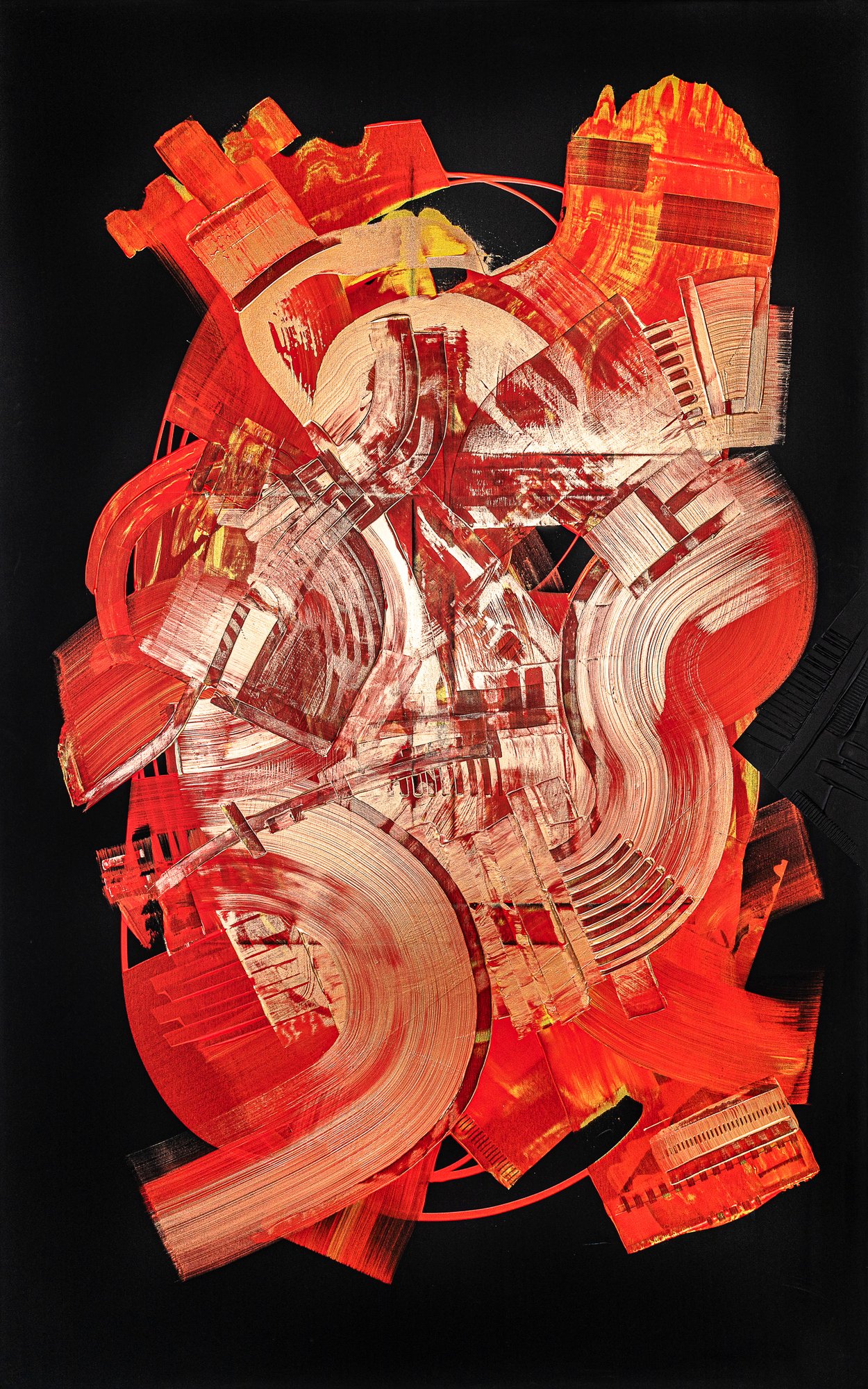 Heart Activation, peinture abstraite, Acrylique et médiums sur toile de lin, 200 × 120 cm, 2024, Jean Marc Larhantec