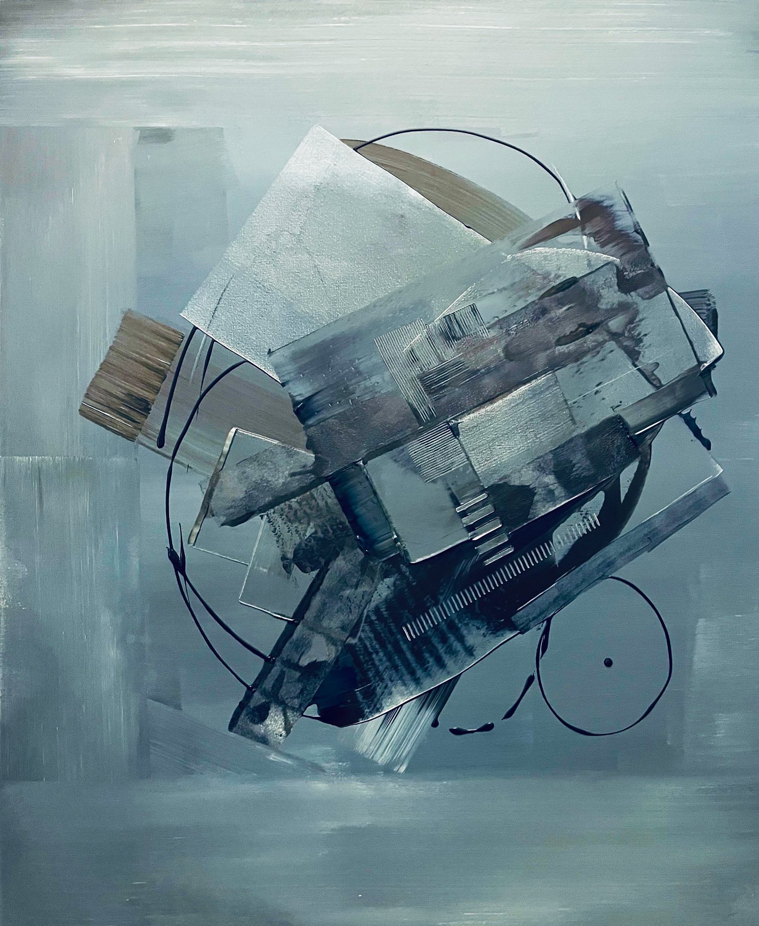 I Am Around, peinture abstraite, Acrylique sur toile de lin, 120 × 100 cm, 2022, Jean Marc Larhantec