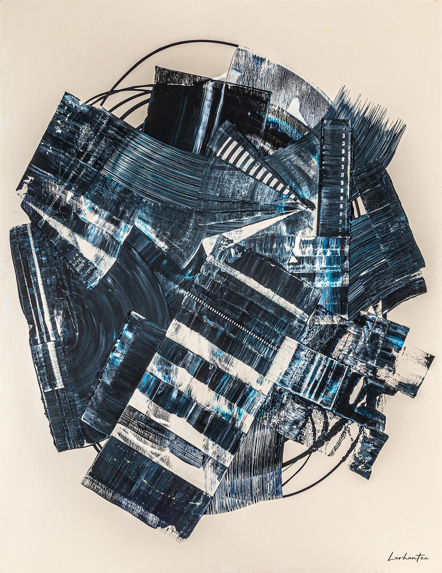 Le Cinéma, peinture abstraite, Acrylique sur toile de lin, 146 × 114 cm, 2023, Jean Marc Larhantec