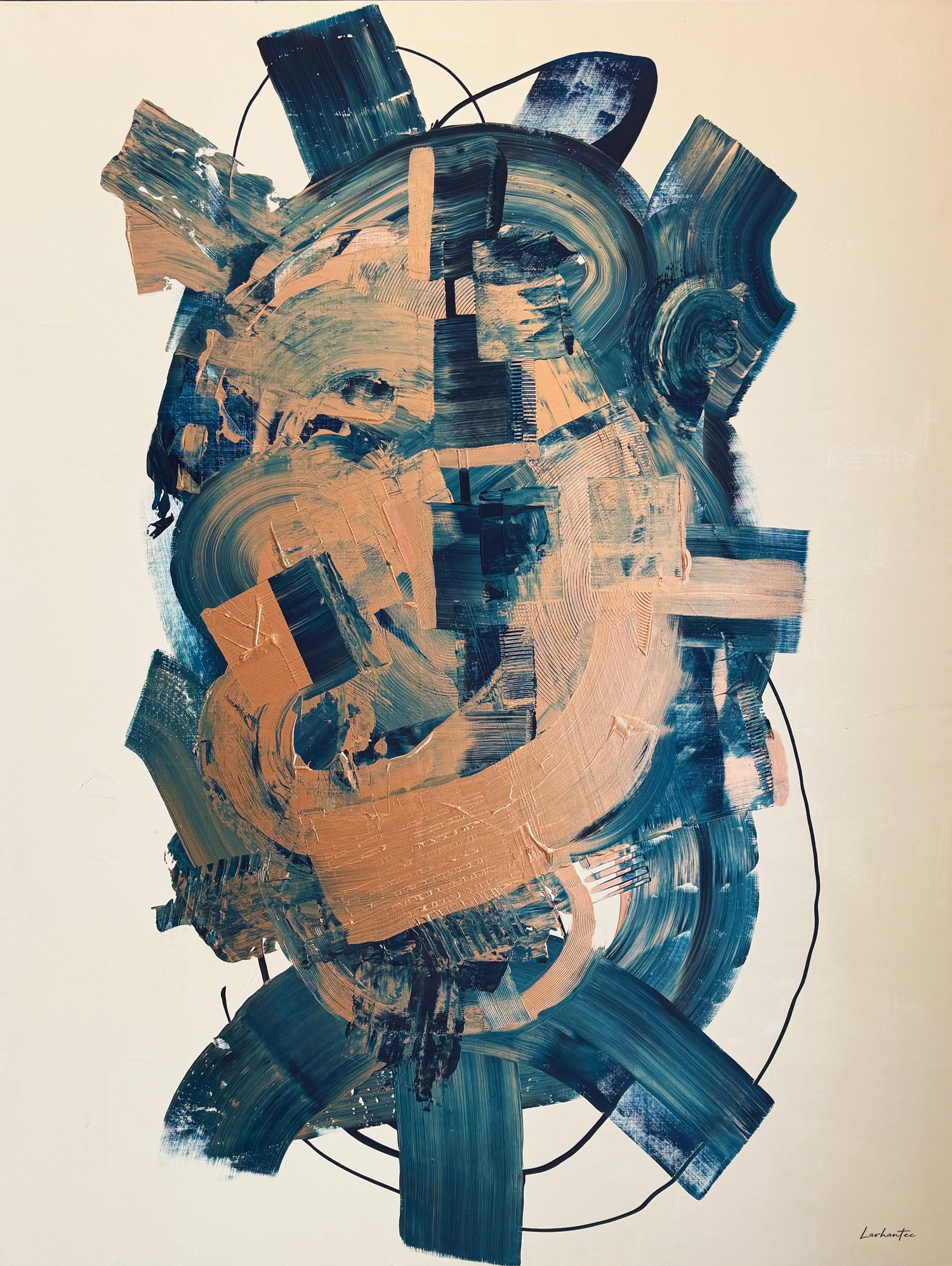 Le Cœur, peinture abstraite, Acrylique sur toile de lin, 220 × 168 cm, 2026, Jean Marc Larhantec