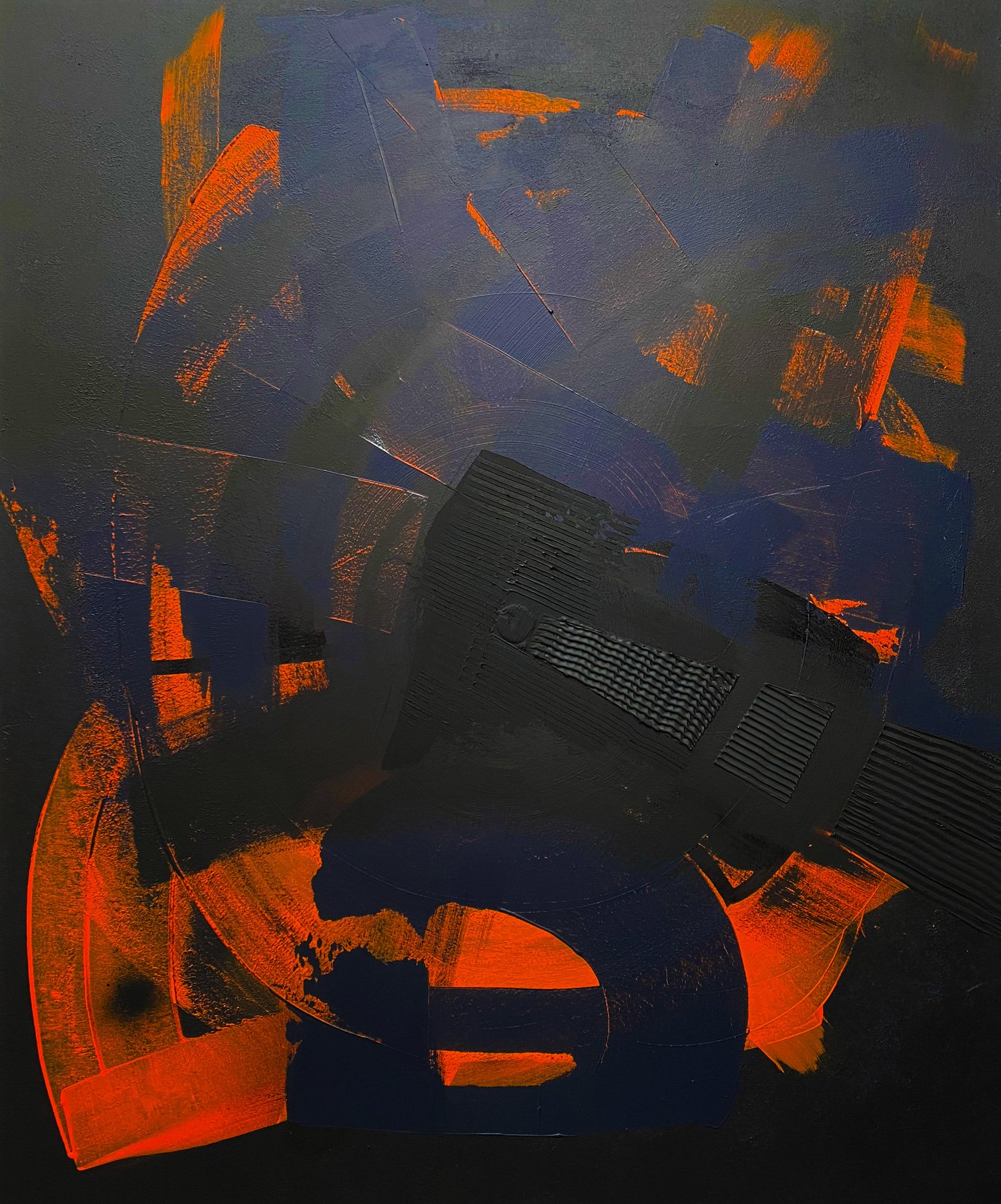 Le Gouffre, peinture abstraite, Acrylique sur toile de lin, 120 × 100 cm, 2026, Jean Marc Larhantec