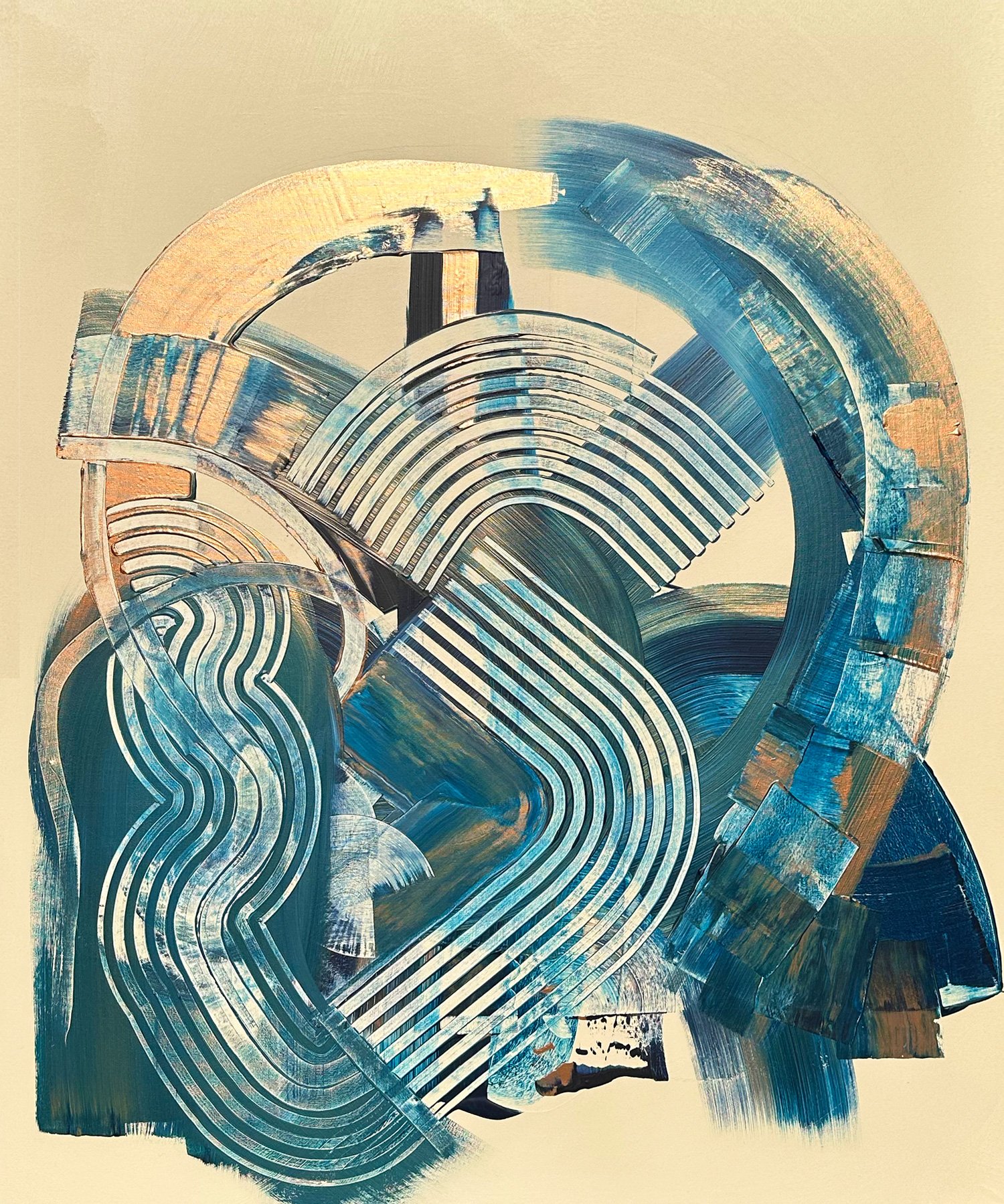 One Day We’ll Meet Each Other, peinture abstraite, Acrylique sur toile de lin, 120 × 100 cm, 2022, Jean Marc Larhantec