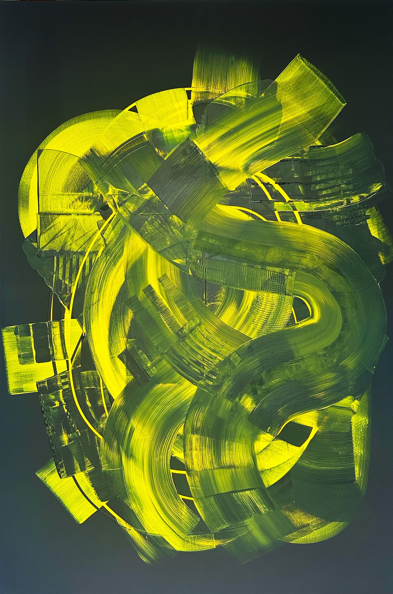 Raw Dragon, peinture abstraite, Acrylique sur toile de lin, 180 × 120 cm, 2023, Jean Marc Larhantec