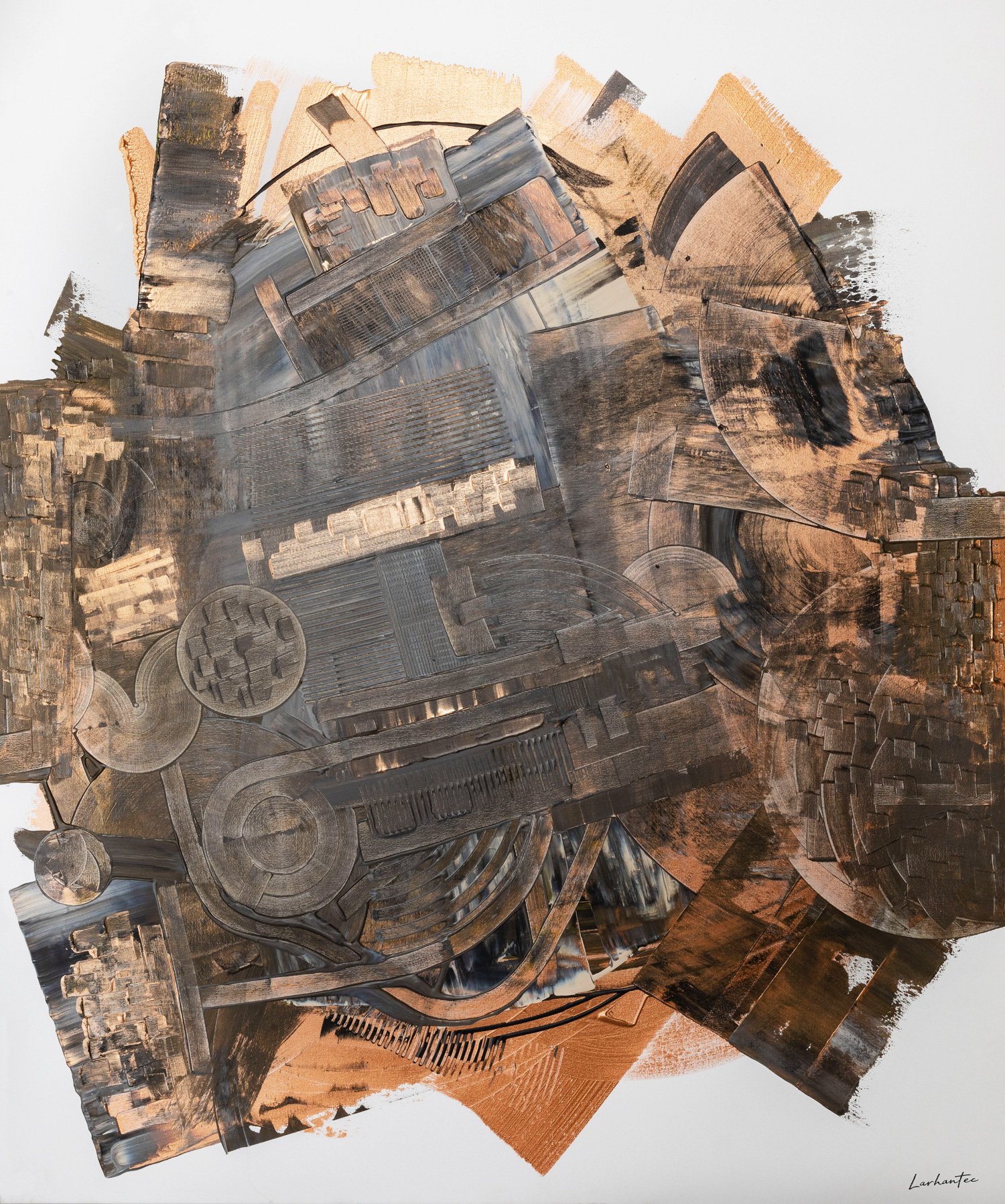 Secrets, peinture abstraite, Acrylique sur toile de lin, 120 × 100 cm, 2023, Jean Marc Larhantec
