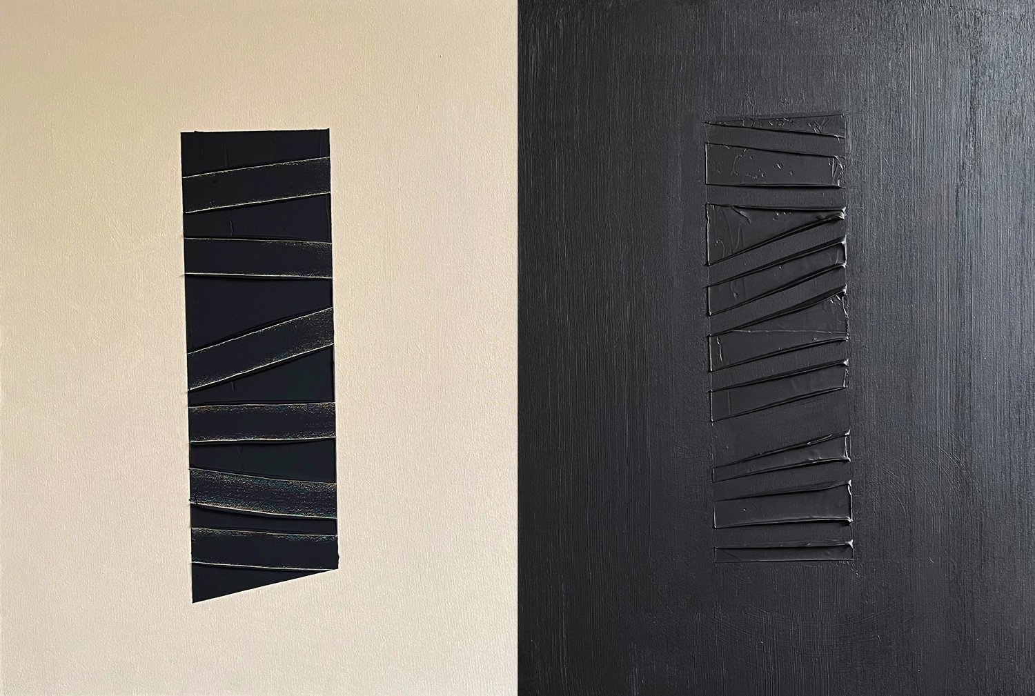 Strange Lovers - Diptyque, peinture abstraite, Acrylique et médiums sur toile de lin, 80 x 60 cm - 80 x 60 cm, 2020, Jean Marc Larhantec