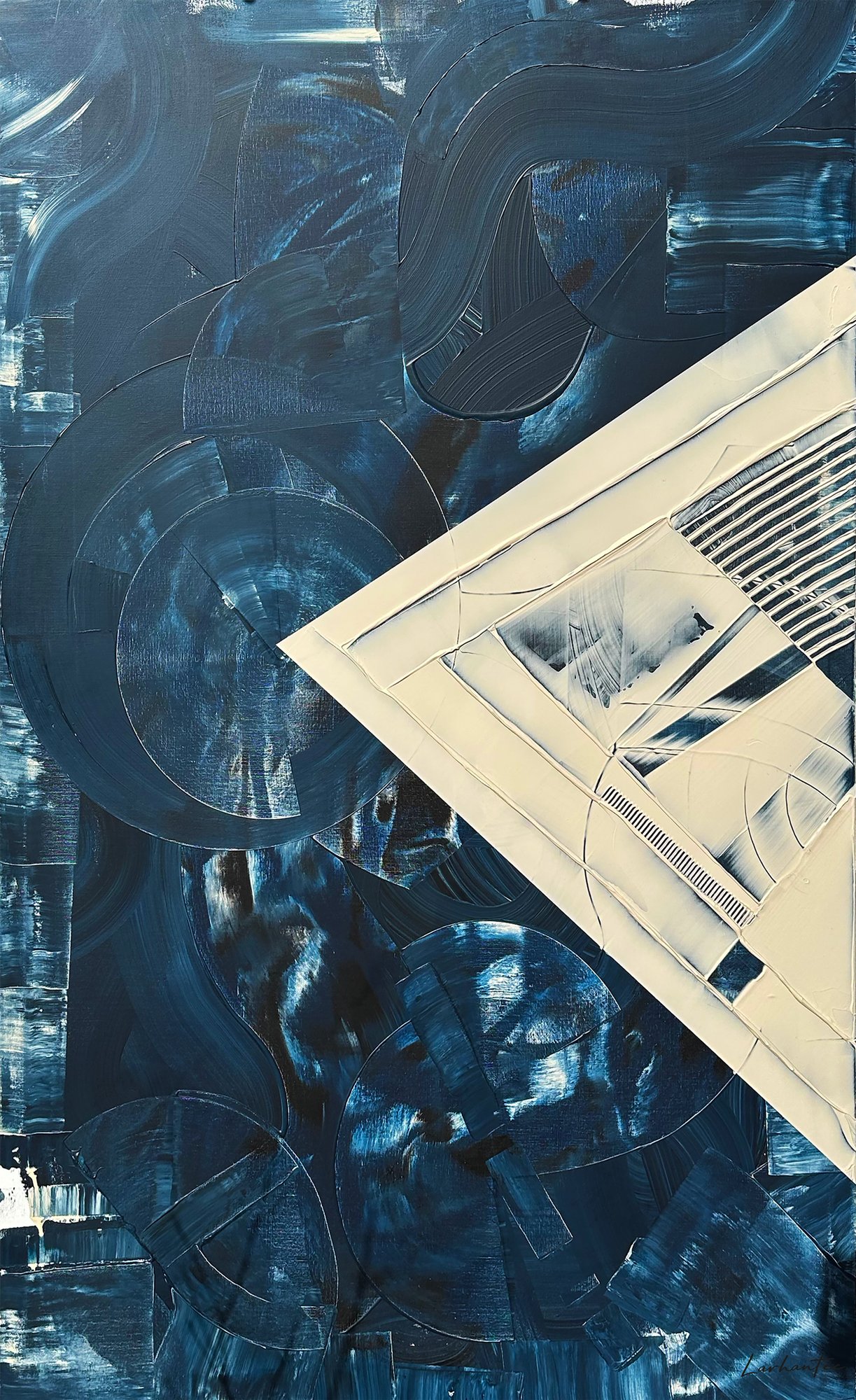 The Silent Frame, peinture abstraite, Acrylique et médiums sur toile de lin, 200 × 120 cm, 2026, Jean Marc Larhantec