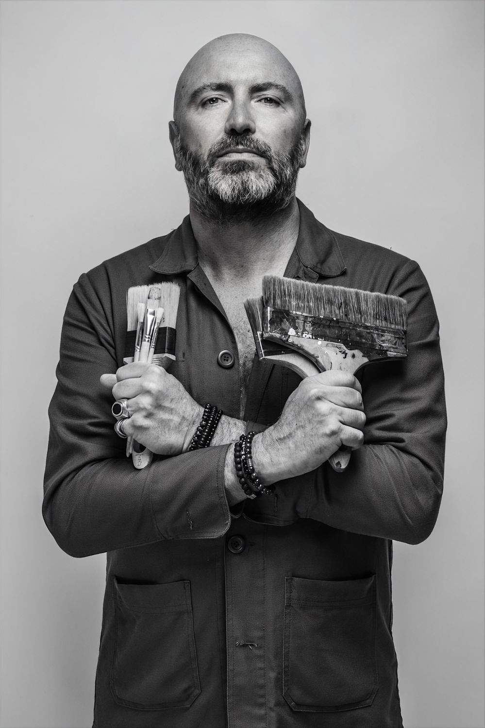 Portrait de Jean Marc Larhantec à l'atelier, Bordeaux