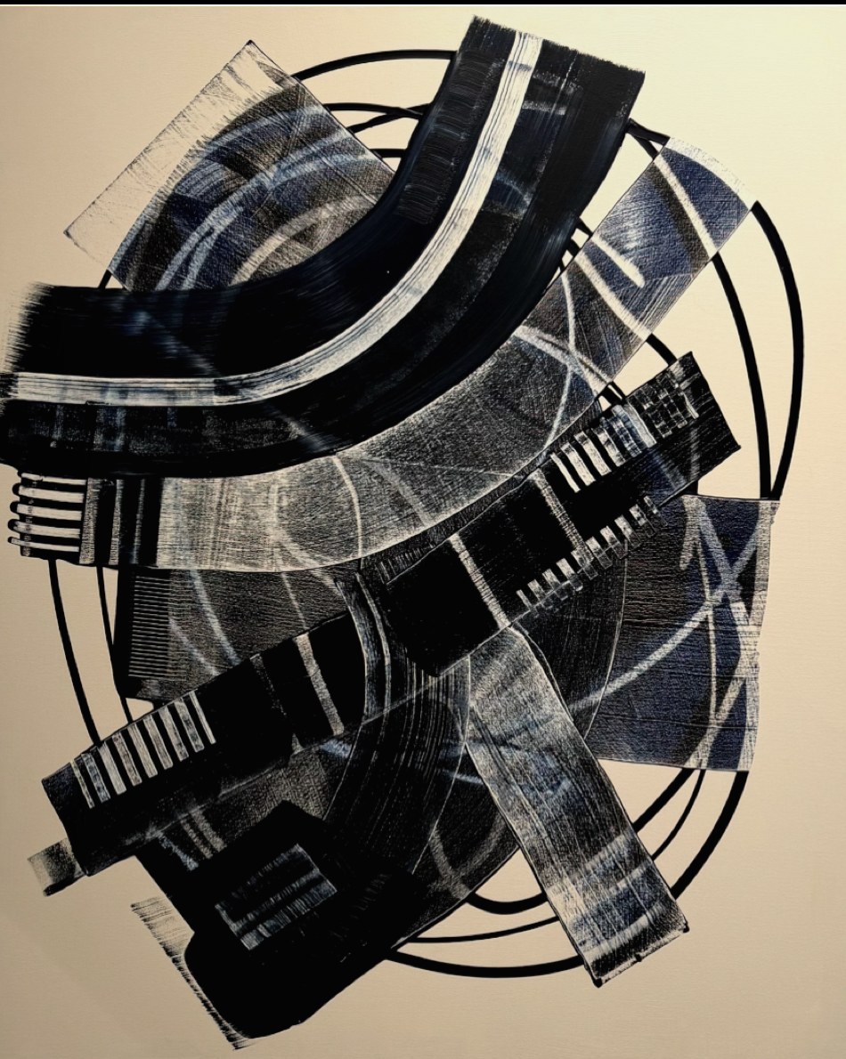 Crispy Bacon, peinture abstraite, Acrylique sur toile de lin, 120 x 100 cm, 2025, Jean Marc Larhantec