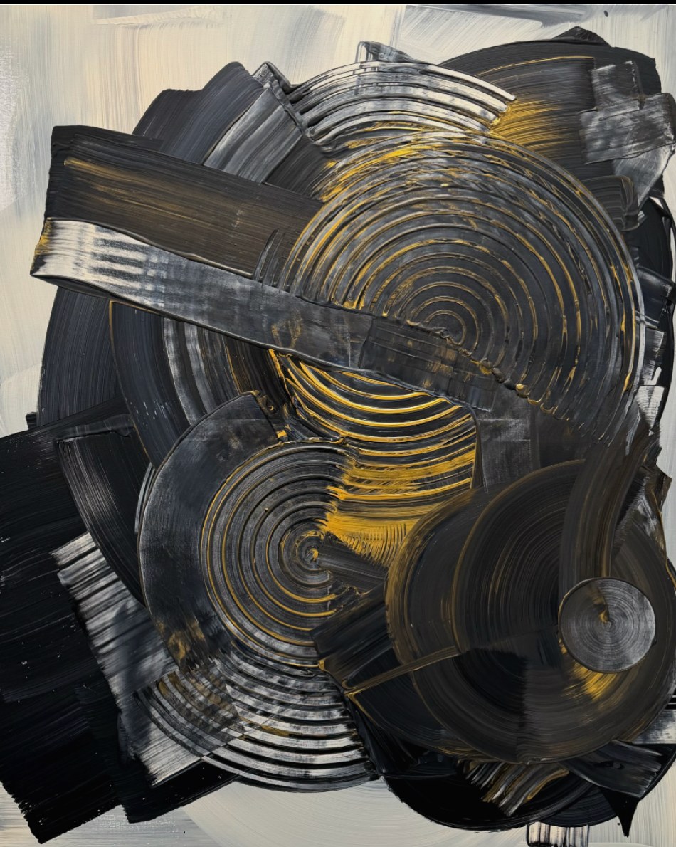 Dust & Echo, peinture abstraite, Acrylique sur toile de lin, 120 × 100, 2026, Jean Marc Larhantec