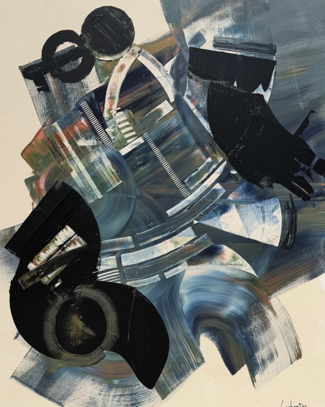 Frequency Field, peinture abstraite, Acrylique sur toile de lin, 146 × 114, 2026, Jean Marc Larhantec