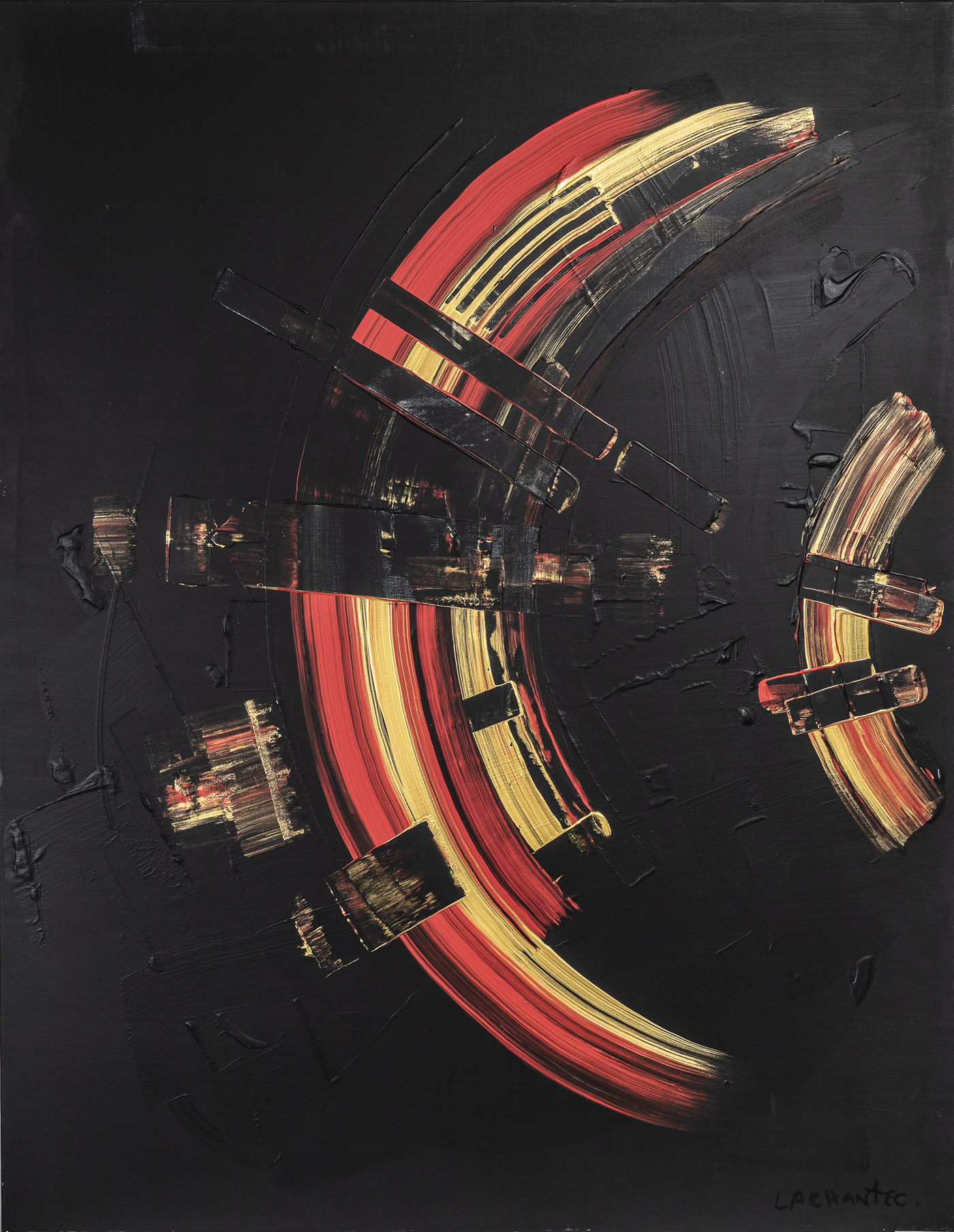 Elon is playing with evil, peinture abstraite, Acrylique et médiums sur toile de lin, 146 x 114 cm, 2024, Jean Marc Larhantec