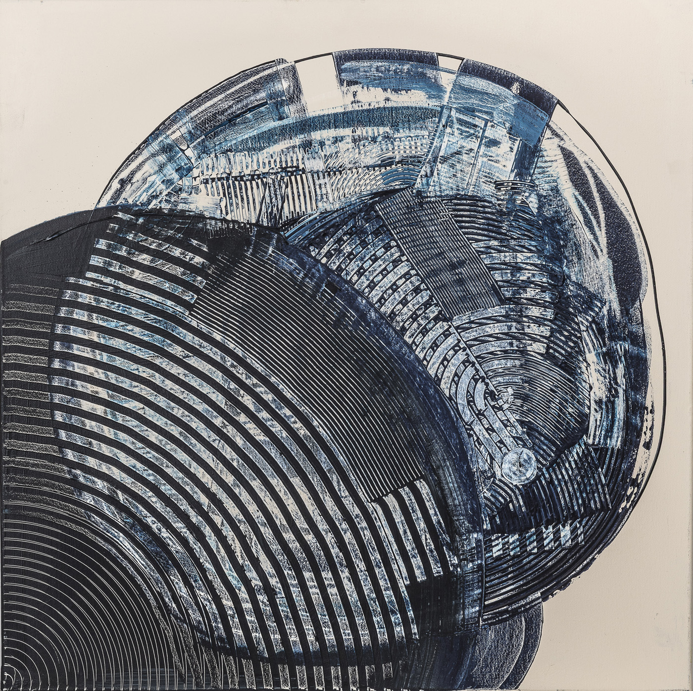 Eclipse, peinture abstraite, Acrylique sur toile de lin, 80 x 80 cm, 2023, Jean Marc Larhantec