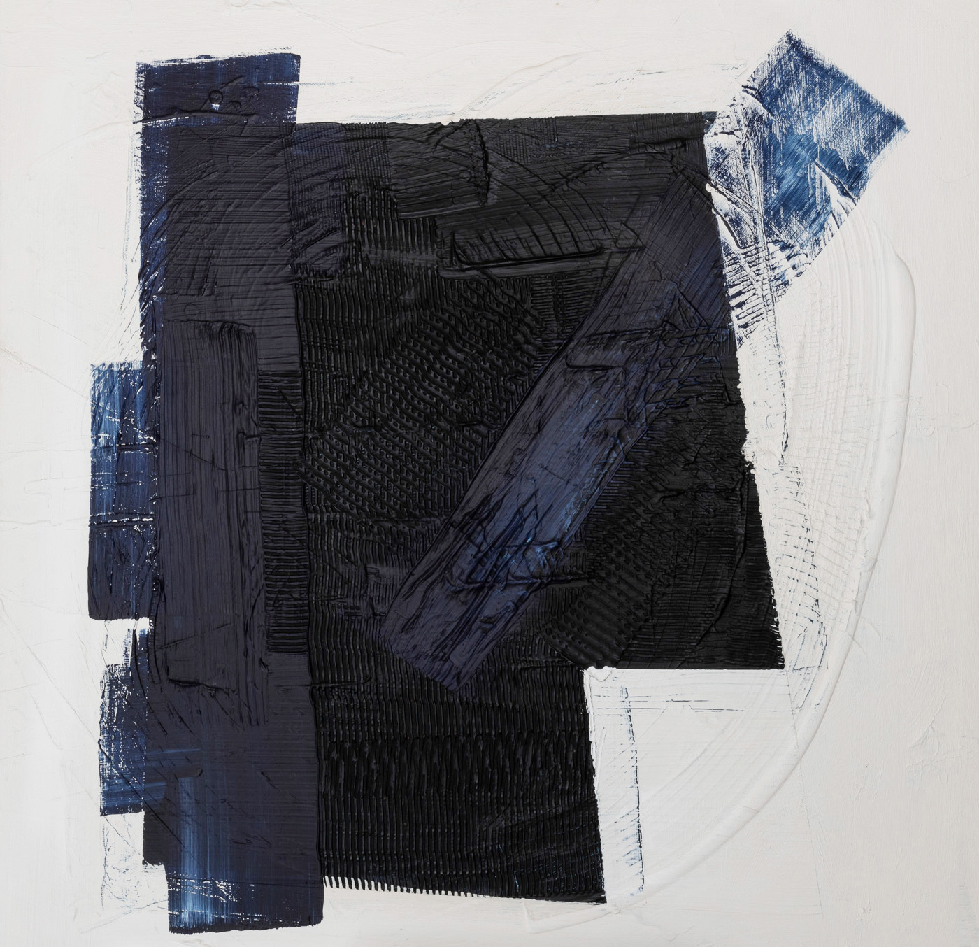 And also the sea, peinture abstraite, Acrylique et médiums sur toile de lin, 100 x 100 cm, 2023, Jean Marc Larhantec