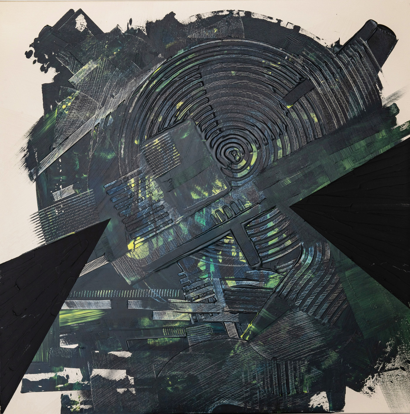 Where is my mind ?, peinture abstraite, Acrylique et médiums sur toile de lin, 100 x 100 cm, 2023, Jean Marc Larhantec
