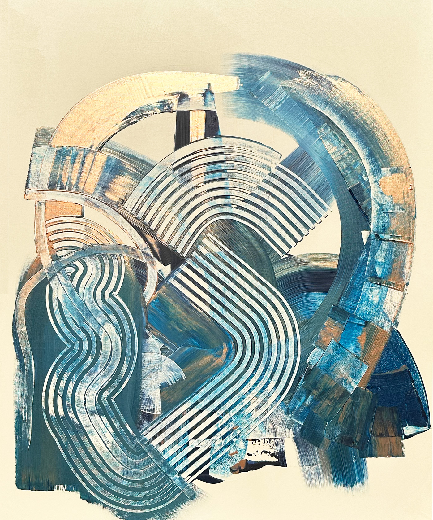 One Day We’ll Meet Each Other, peinture abstraite, Acrylique sur toile de lin, 120 x 100 cm, 2022, Jean Marc Larhantec
