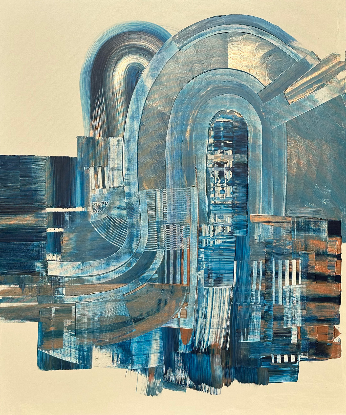 The Quest, peinture abstraite, Acrylique sur toile de lin, 120 x 100 cm, 2022, Jean Marc Larhantec