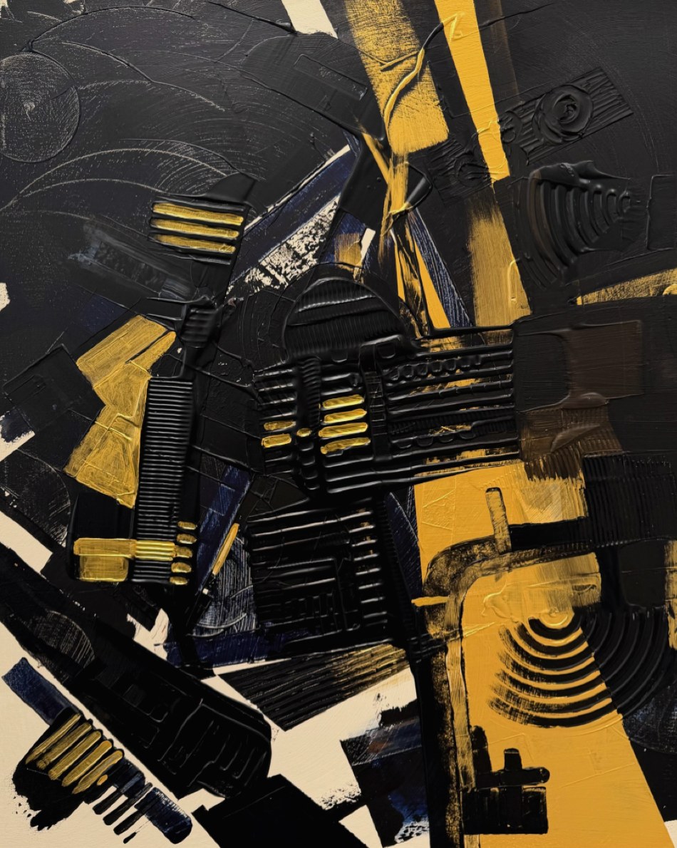 Skyline Drift, peinture abstraite, Acrylique et médiums sur toile de lin, 120 × 100, 2026, Jean Marc Larhantec
